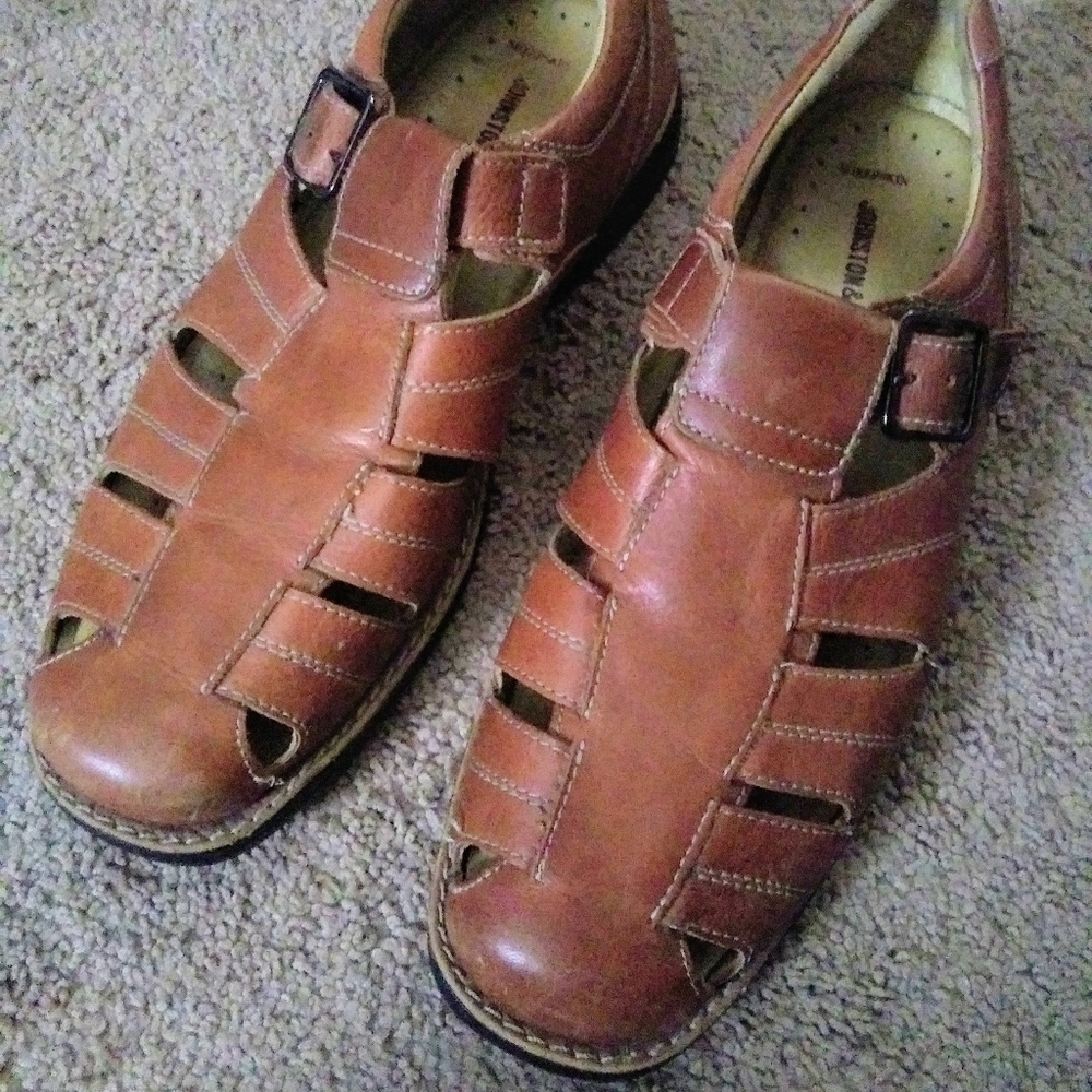 Johnston & Murphy Tan Leather Fisherman Sandals